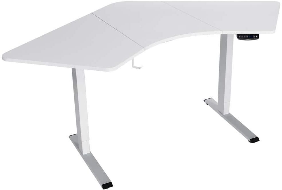 Gymax Dual-Motor 72 in. L Shaped White Standing Desk Ergonomic Sit Stand Computer Workstation