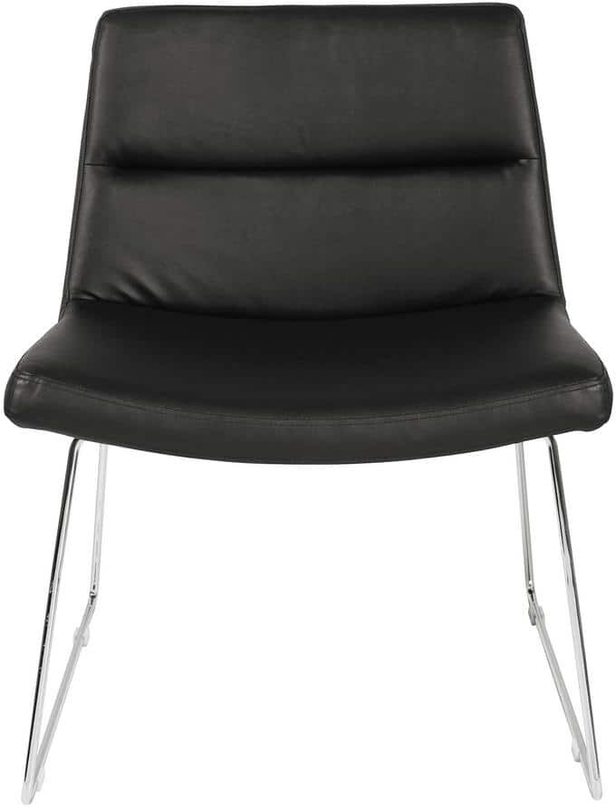 Office Star Products Black Faux Leather with Chrome Sled Base Thompson Chair