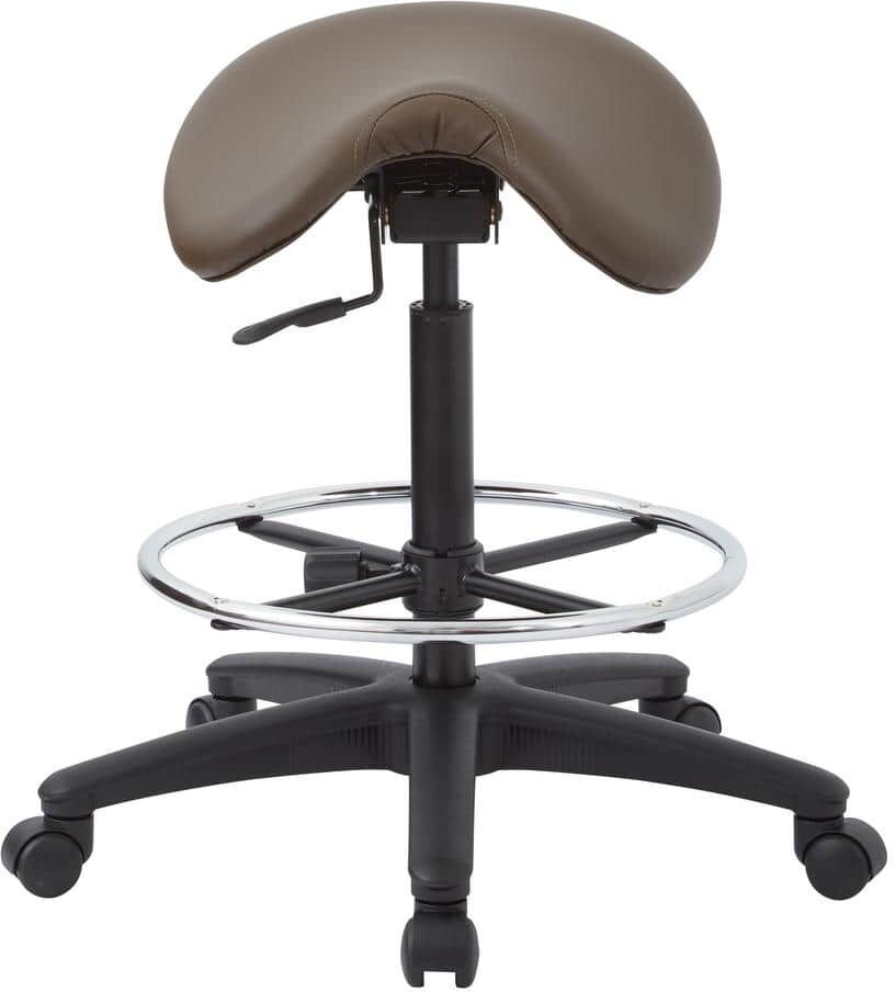 Office Star Products 35 in. Pneumatic Drafting Chair with Java Brown Vinyl Saddle Seat