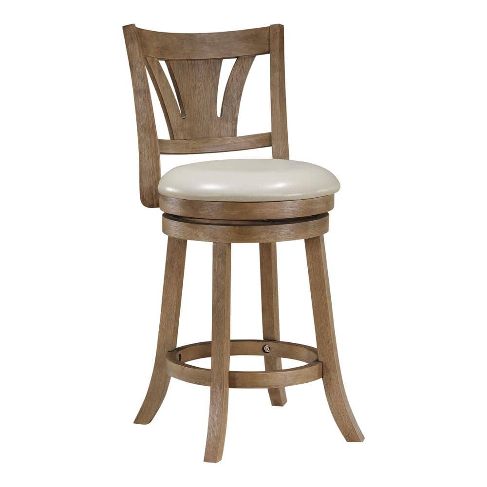 Office Star Products Miller 26.75in. Cream Faux Leather Full Back Wood Counter Stool