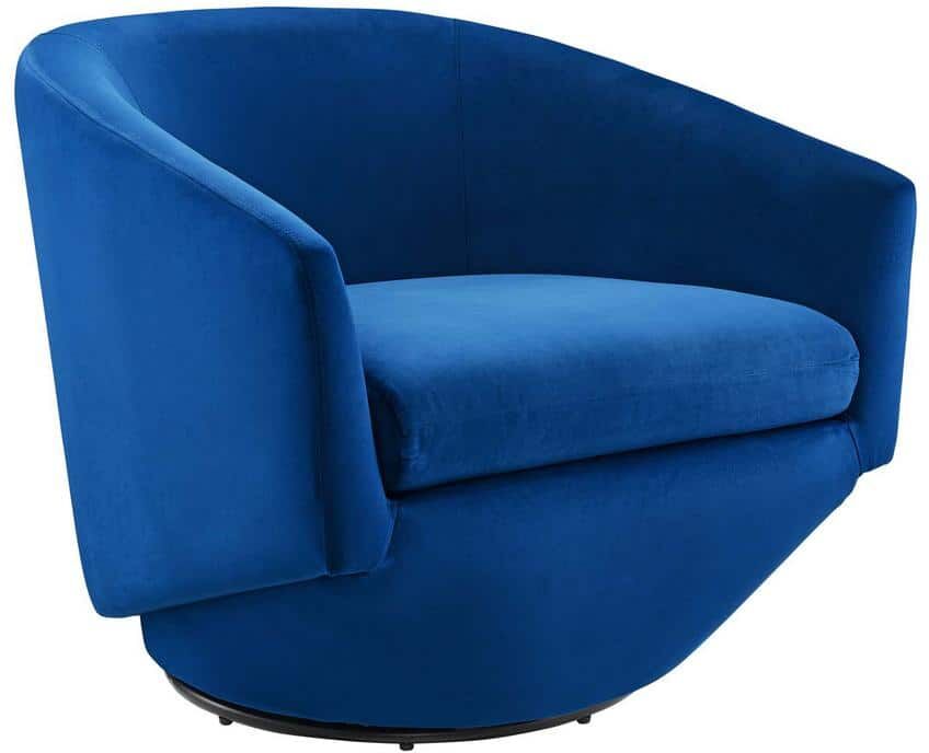 MODWAY Series Performance Velvet Fabric Swivel Chair in Navy