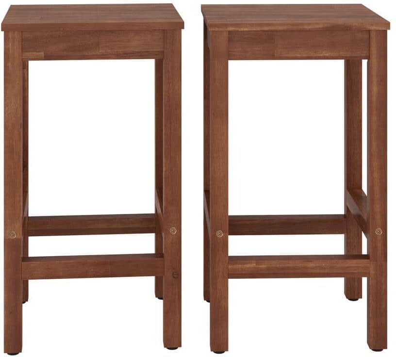 cozyman 26 in Modern Teak Brown Acacia Counter Height Bar Stool Industrial Solid Wood Bar Stool with Footrest (Set of 2)