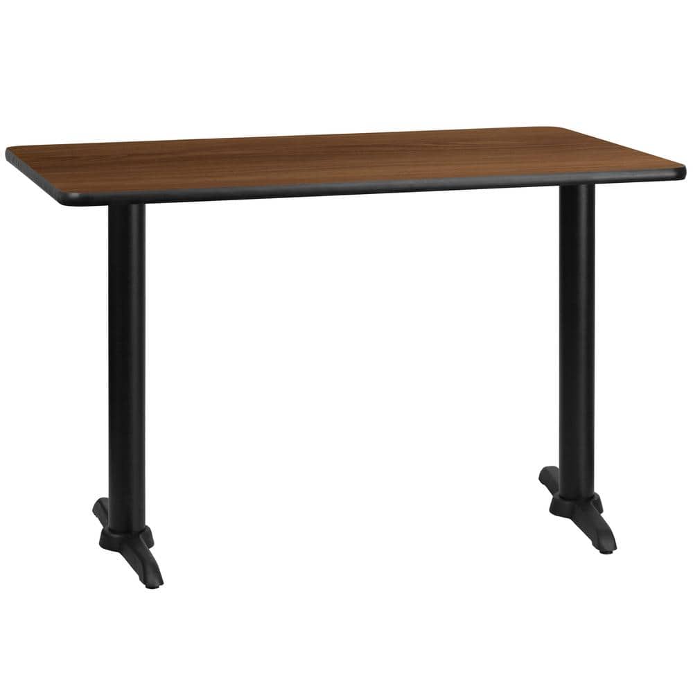 Flash Furniture 30 in. x 48 in. Rectangular Walnut Laminate Table Top with 5 in. x 22 in. Table Height Bases