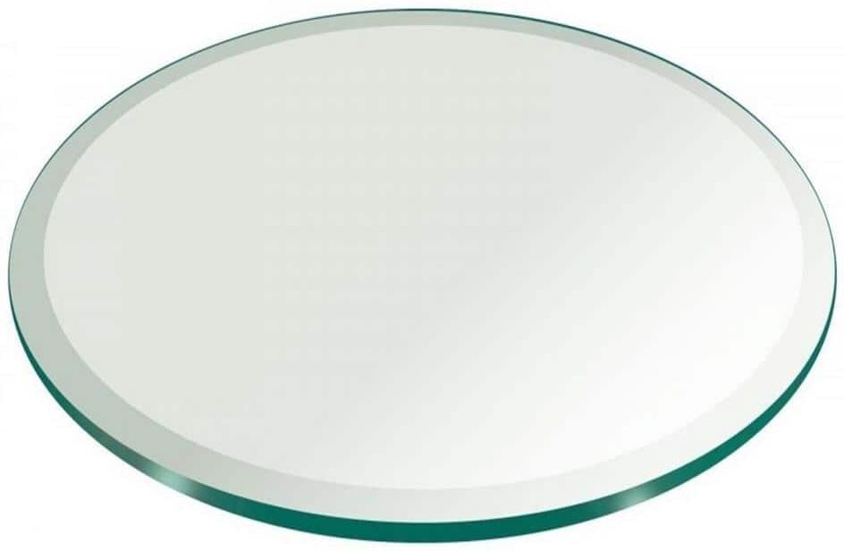 Fab Glass and Mirror 20 in. Clear Round Glass Table Top, 1/2 in. Thickness Tempered Beveled Edge Polished