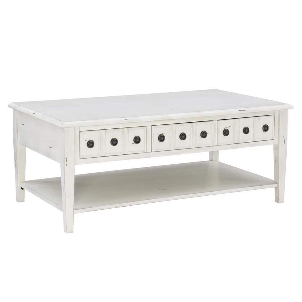 Linon Home Decor Cindie 47.75 in. L Cream Rectangle wood Top Coffee Table