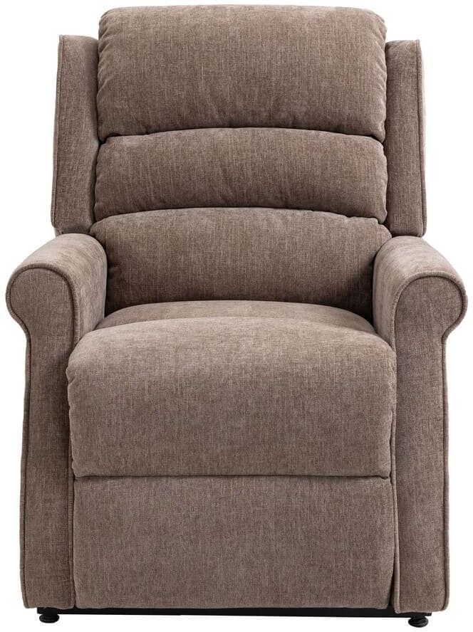 Clihome Ergonomic Brown Velvet Power Lift Recliner Chair for Elderly with Side Pocket and Remote Control