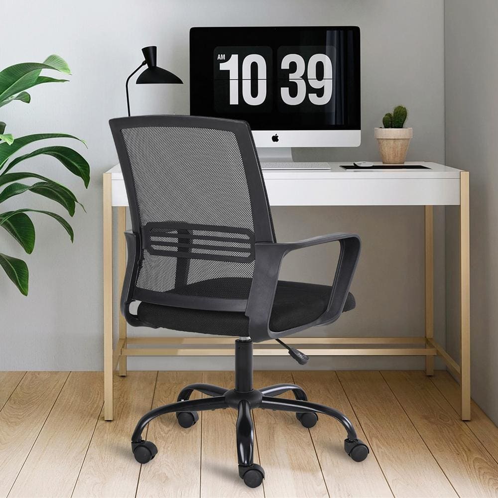 Magic Home Height Adjustable Swivel Executive Office Computer Ergonomic Chair with Fixed Arms and Mesh Back, Black