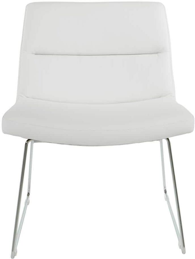 Office Star Products White Faux Leather with Chrome Sled Base Thompson Chair