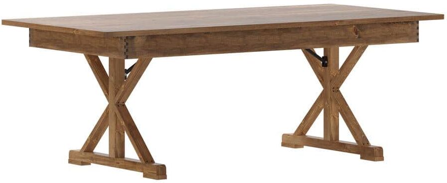 Carnegy Avenue 84 in. Rectangle Antique Rustic Wood with Wood Frame and Trestle Base Dining Table (Seats 8)