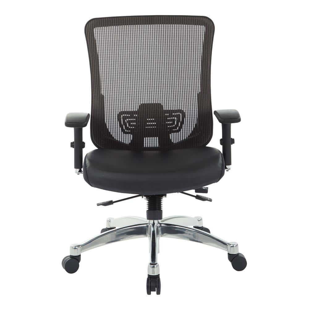 Office Star Products Black Vertical Mesh Back Chair with Black Bonded Leather Seat