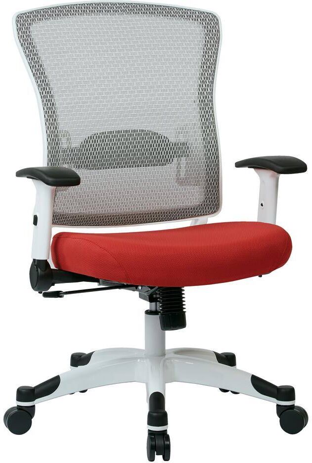 Office Star Products SPACE Seating Mesh Adjustable Height Cushioned Swivel Tilt Ergonomic Managers Chair in Rouge with Adjustable Arms