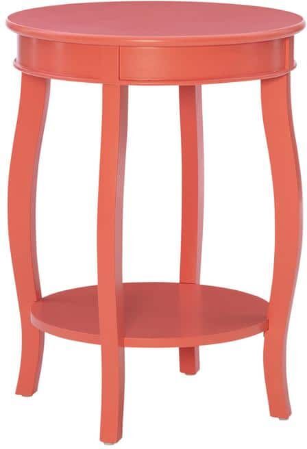 Linon Home Decor Justine 18.5 in. W Coral Round Wood top Side Table