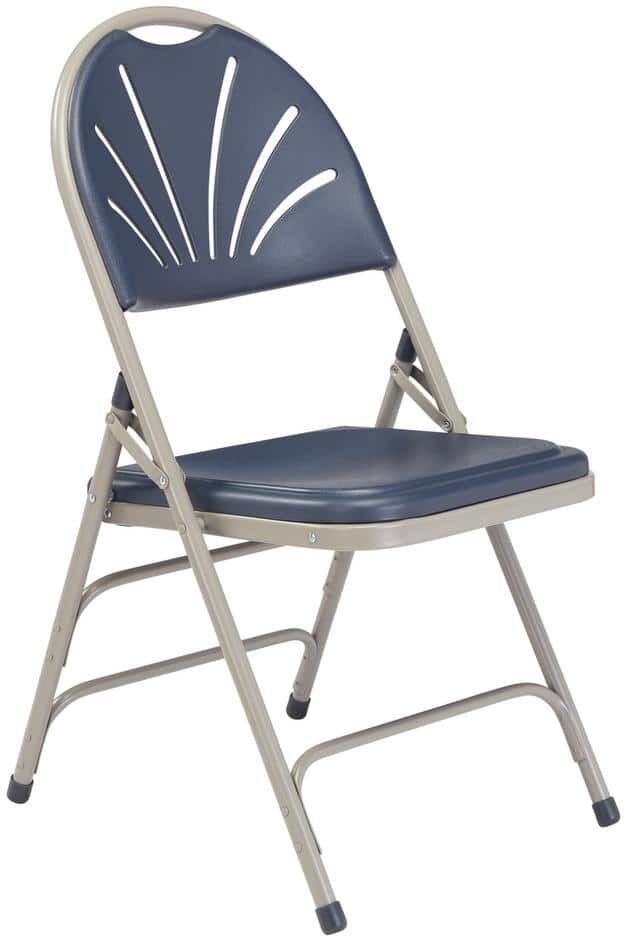 National Public Seating Navy Metal Frame Outdoor Safe Folding Chair (Set of 4)