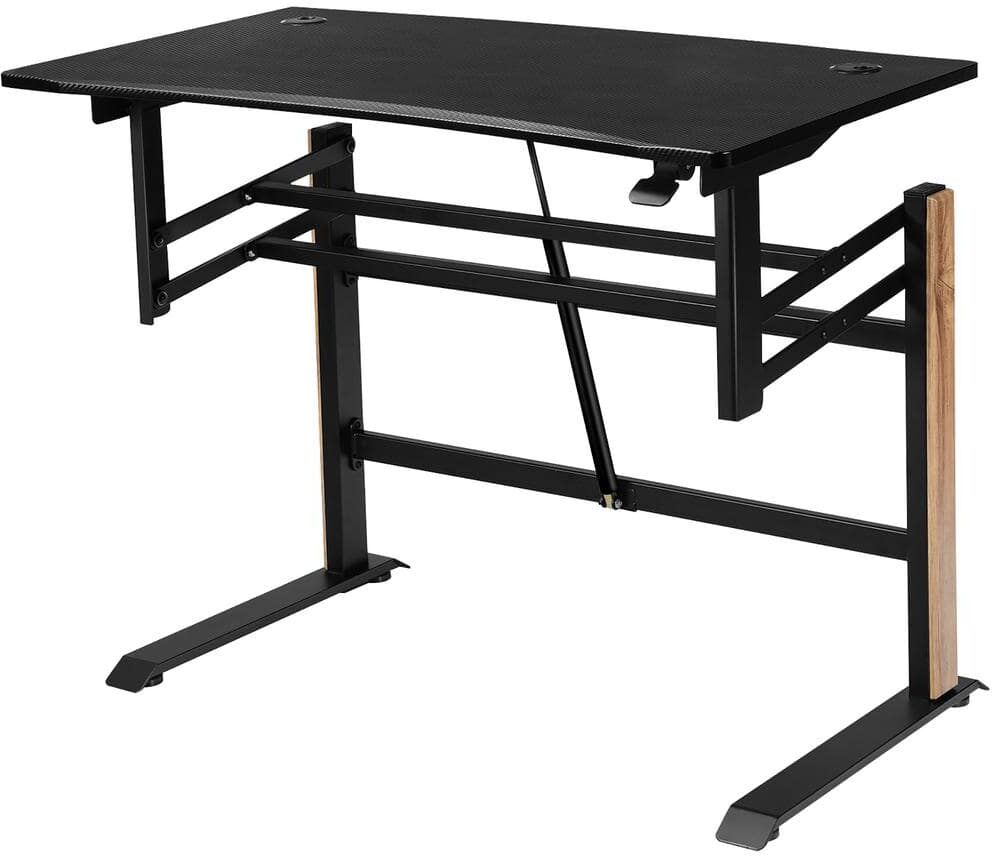 Costway 43.5 in. Retangular Black Wood Computer Desk with Adjustable Height