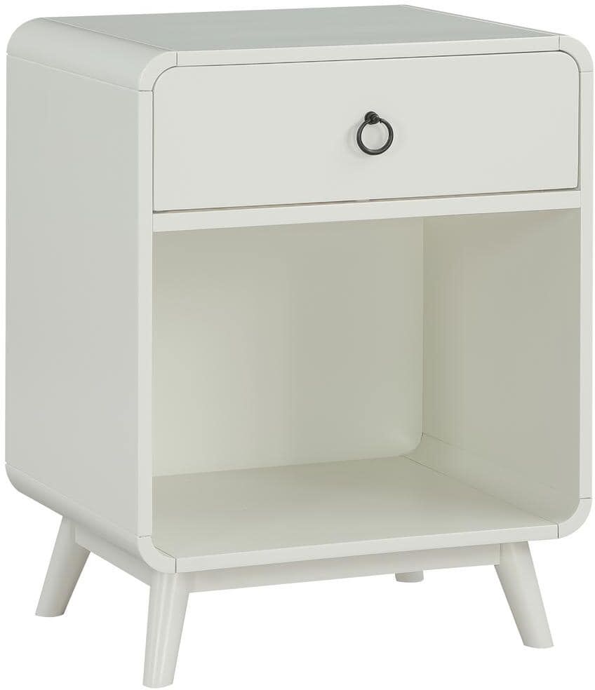 Furniture of America Bladen 19.5 in. Antique White Rectangle Wood Side Table with 1-Drawer