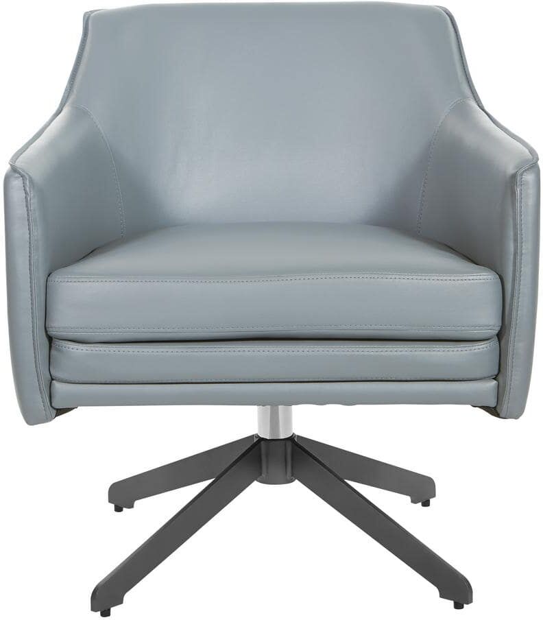 Office Star Products Faux Leather Swivel Guest Chair in Grey Faux Leather with Black Base