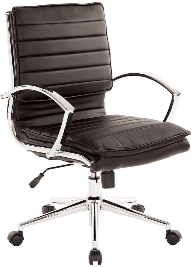 Office Star Products Mid Back Manager's Black Faux Leather Office Chair