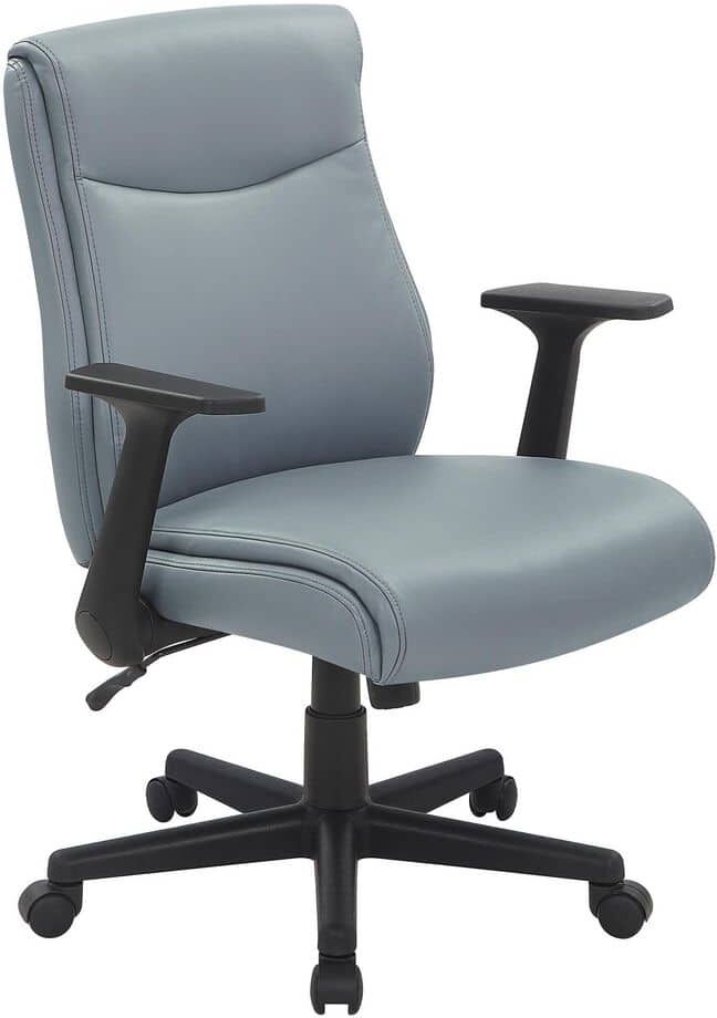 Office Star Products Work Smart Executive Seating Faux Leather Series Mid Back Office Chair In Charcoal Grey