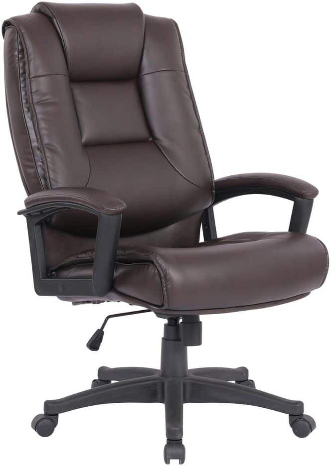 Office Star Products Executive Bonded Leather High Back Chair with Padded Loop Arms In Espresso