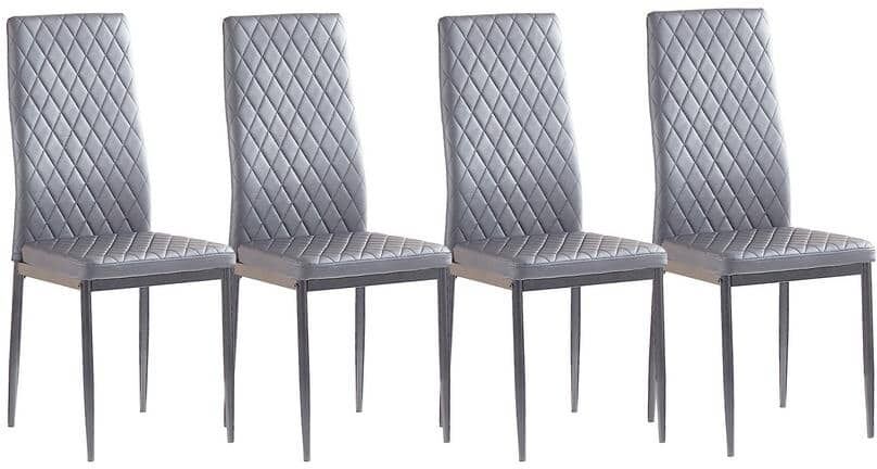 CIPACHO Light Gray Leather Modern Minimalist Side Dining Chair Restaurant Home Conference Chair (Set of 4)