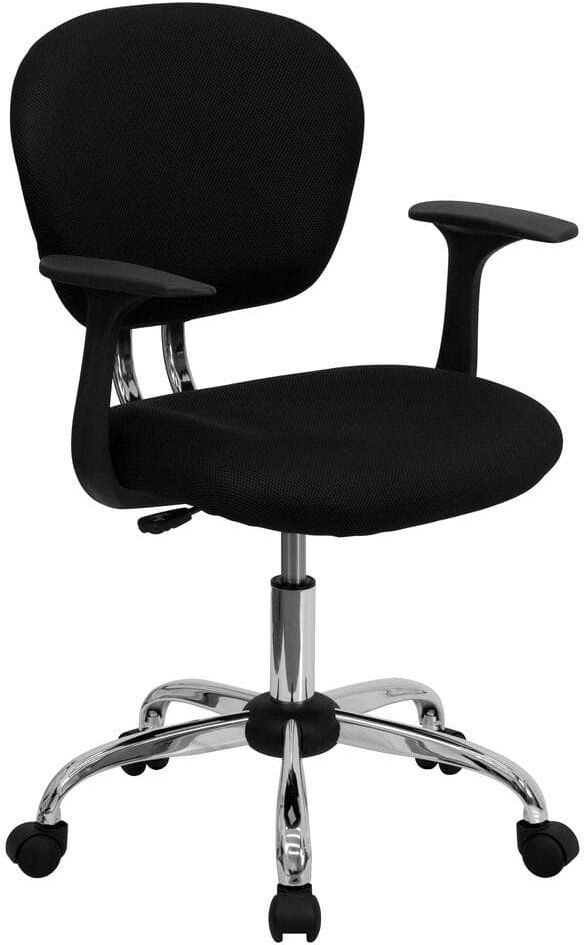 Flash Furniture Mid-Back Black Mesh Swivel Task Chair with Chrome Base and Arms