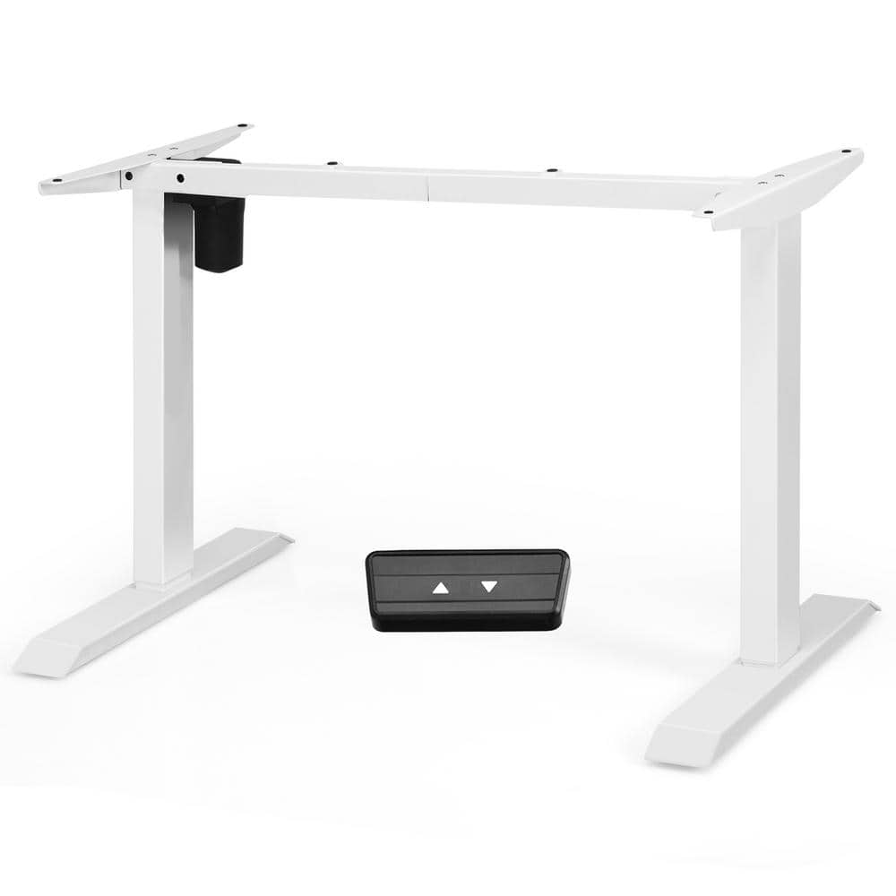 ANGELES HOME 53.5 in. W Steel Adjustable Electric Writing Sit-Stand Desk Frame with Button Controller, White, No Tabletop