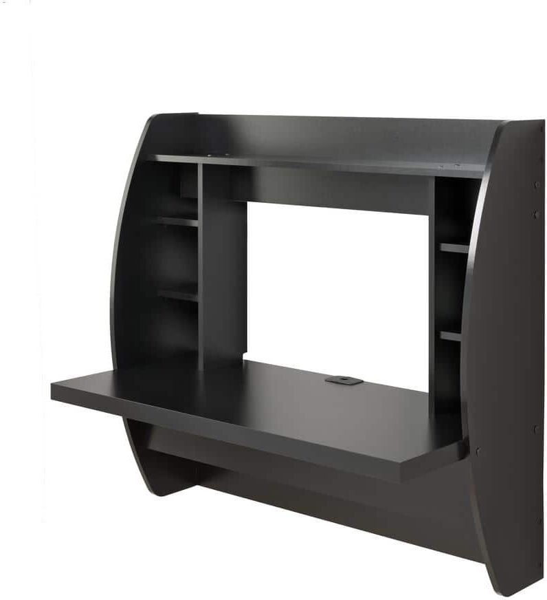 Prepac 43 in. Rectangular Black Floating Desk with Cable Management