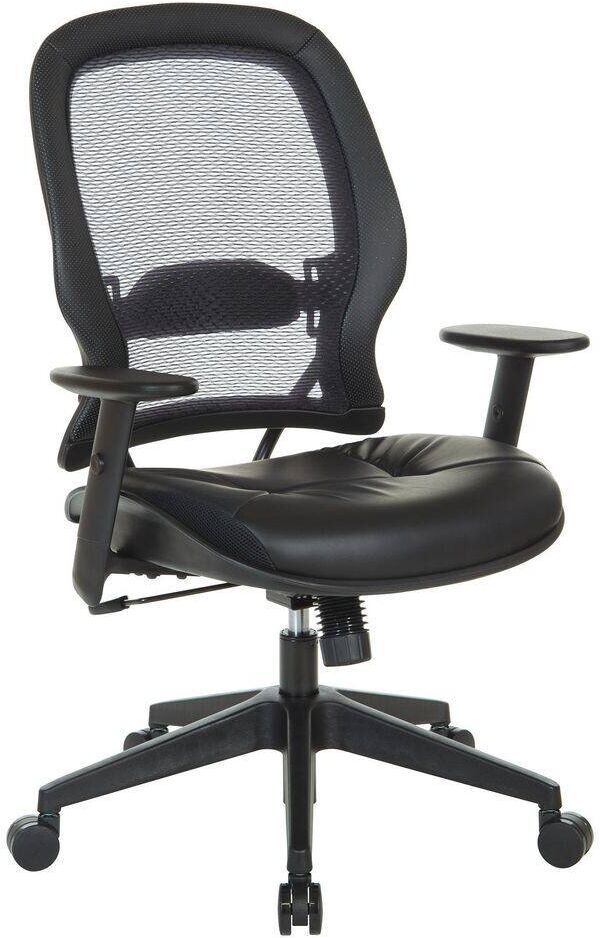 Office Star Products Space Seating 57 Series Dark Air Grid Executive Manager's Office Chair with AntimicrobialDillon Black Fabric Seat