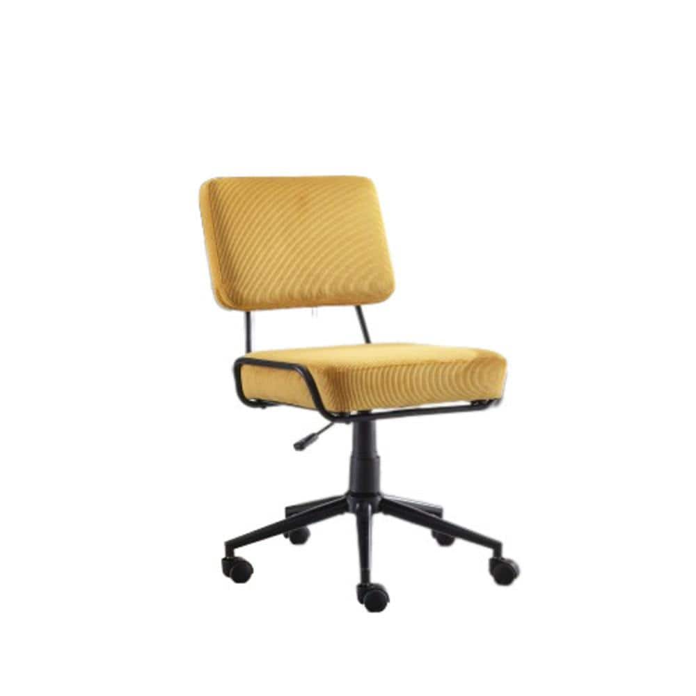 Tatahance Adjustable Height Yellow Corduroy Seat Office Task Chair with Wheels