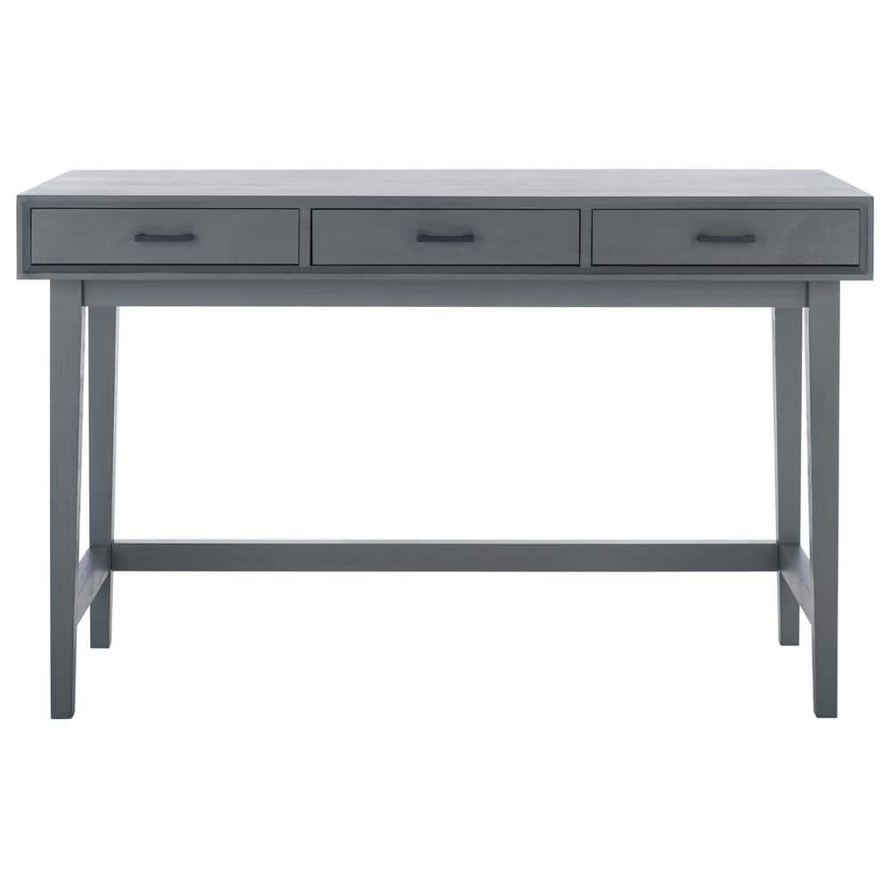 SAFAVIEH Hawthorn 47.3 in. Rustic Gray Wood 3-Drawer Writing Desk