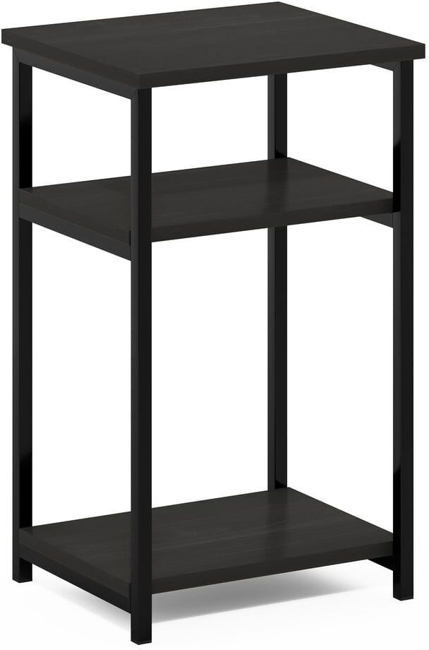 Furinno Just 13.4 in. Espresso Rectangle Wood End Table with Industrial Metal Frame