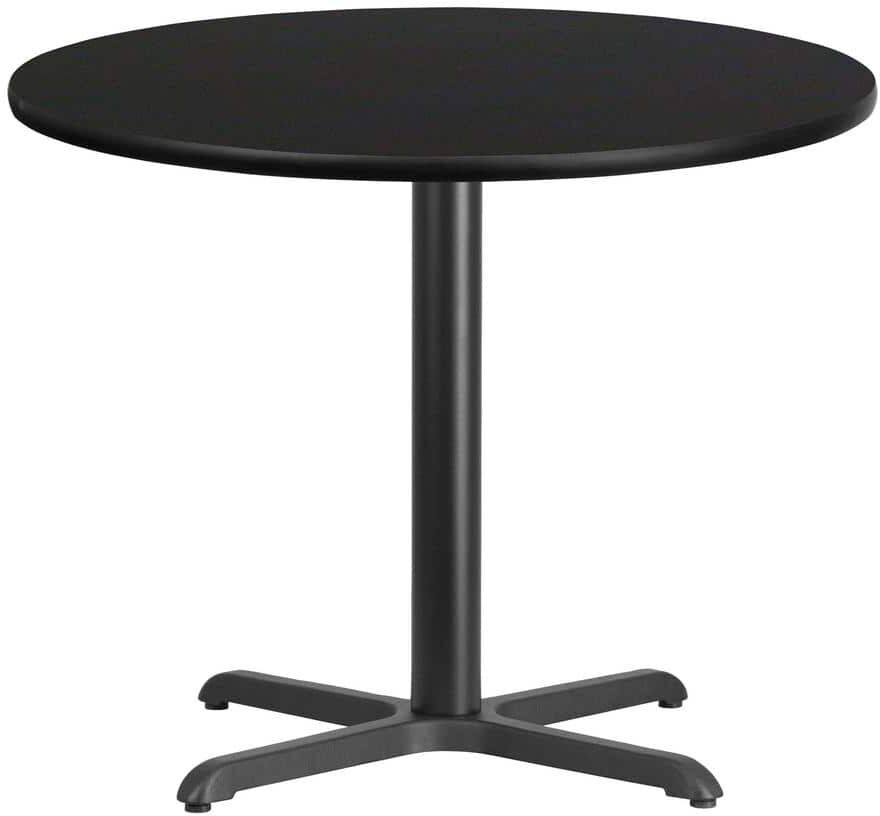 Flash Furniture Stiles Round Black Wood 36 in. Pedestal Dining Table - Seats 4