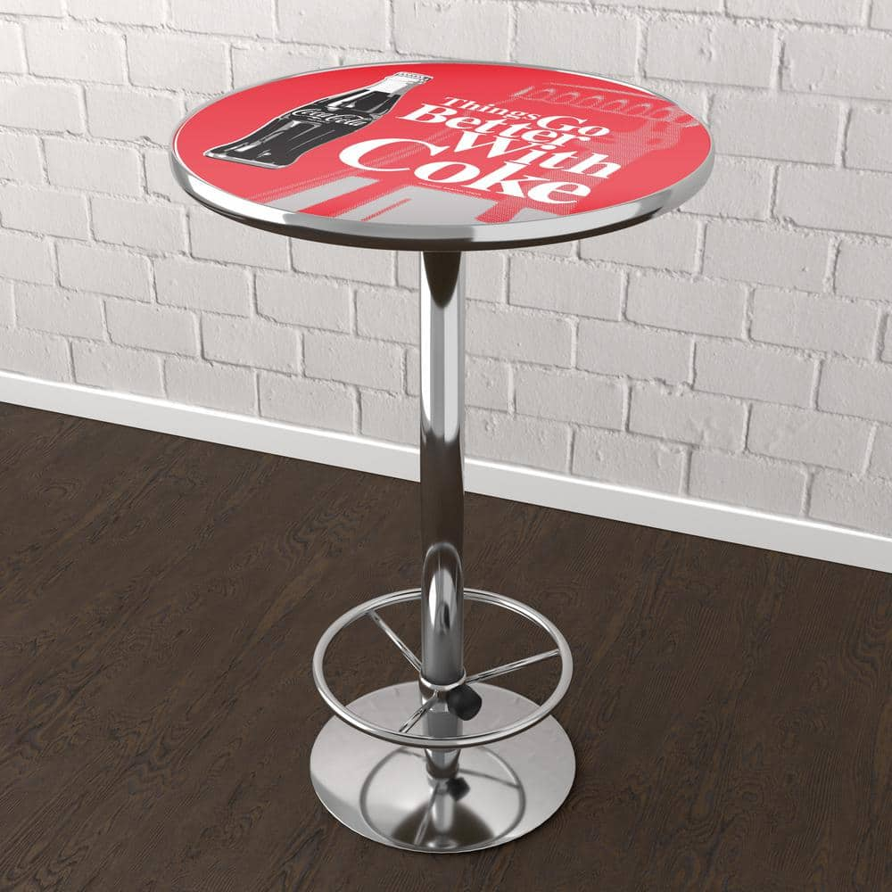 Coca-Cola Things Go Better with Coke Bottle Art Red 42 in. Bar Table