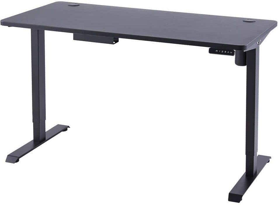 Merra 48 in. Retangular Black Standing Computer Desk with Cable Management