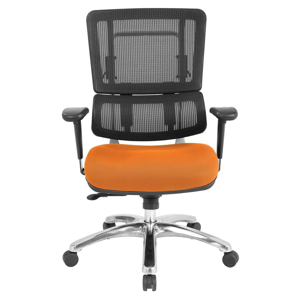 Office Star Products Vertical Black Mesh Back Chair with Shiny Black Base