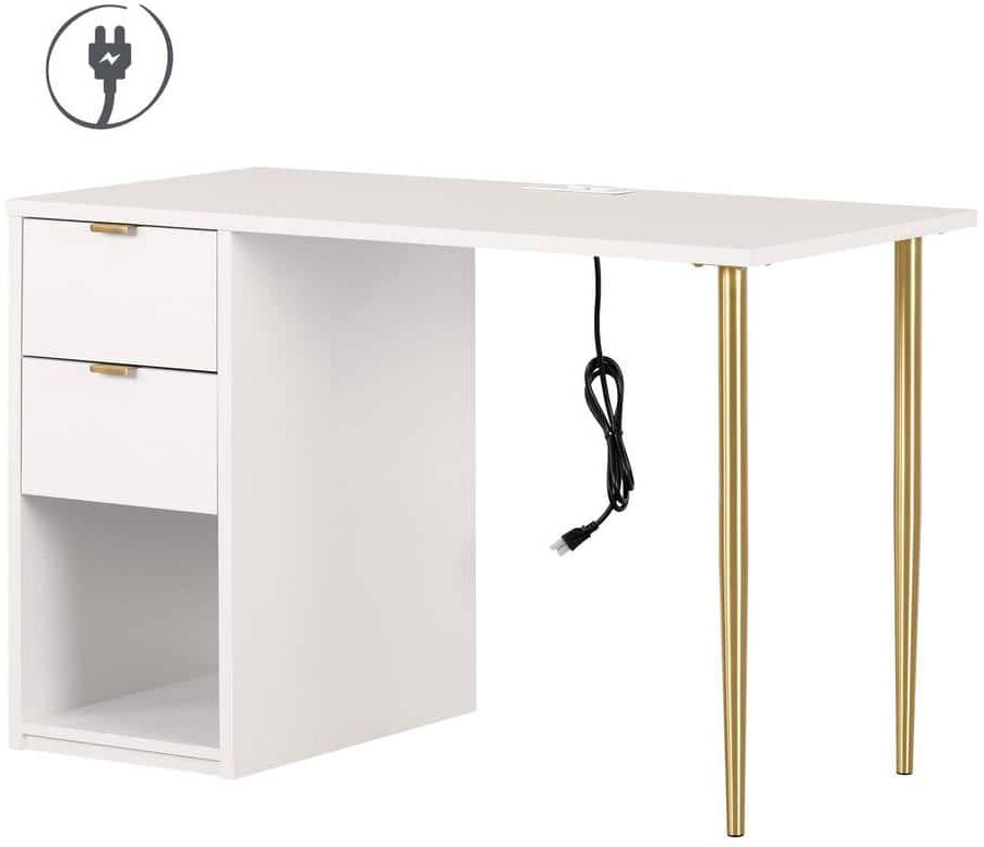 South Shore Amyra 47.5 in. Pure White Particle Board Computer Desk