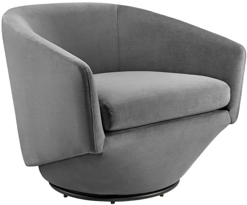 MODWAY Series Performance Velvet Fabric Swivel Chair in Gray