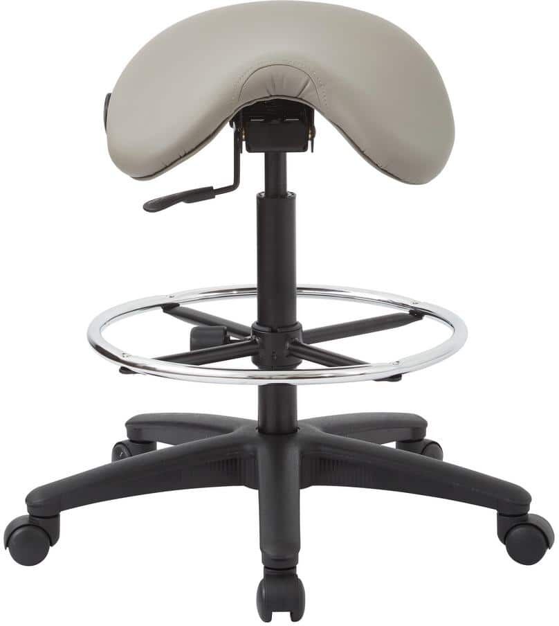 Office Star Products 35 in. Pneumatic Drafting Chair with Stratus Beige Vinyl Saddle Seat