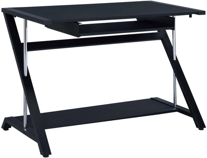 Coaster Mallet 42 in. Rectangular Black Computer Desk with Keyboard Tray and Storage Shelf