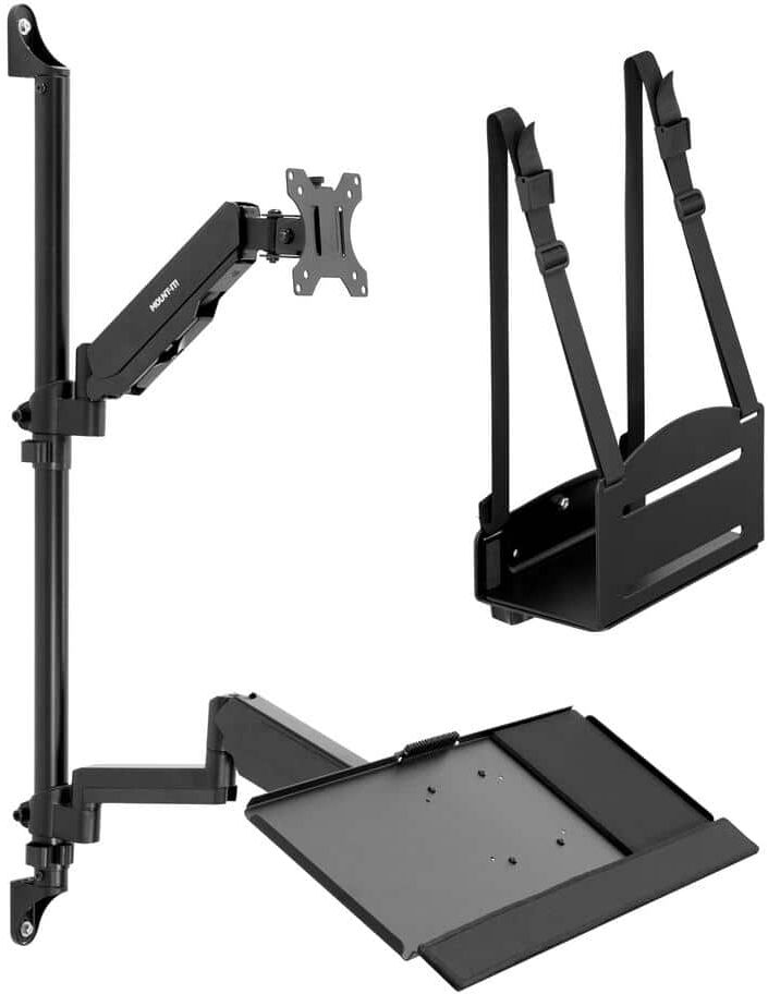 mount-it! 26 in. Rectangular Black Computer Desk Workstation Wall Mount with Keyboard Tray