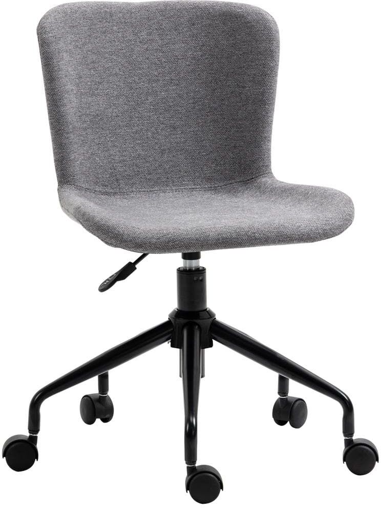 Vinsetto Dark Grey Linen-feel Fabric Seat Swivel Task Chair without Arms