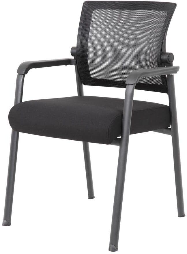 Boss Black Fabric Mesh Flex-Back Guest Chair with Arms