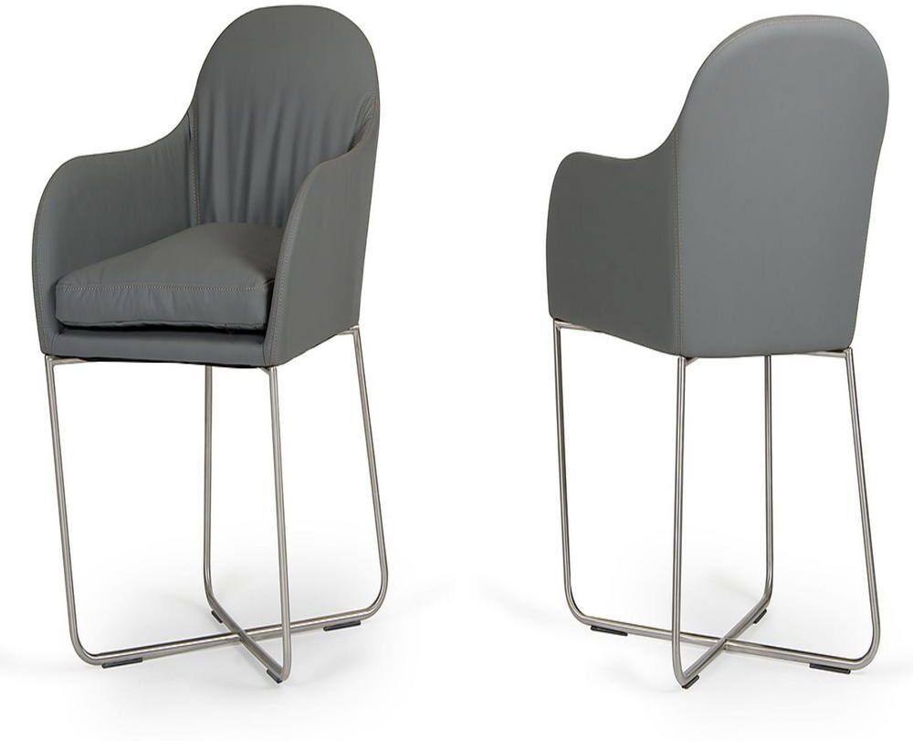 HomeRoots Valerie Grey Leatherette And Steel Dining Chair