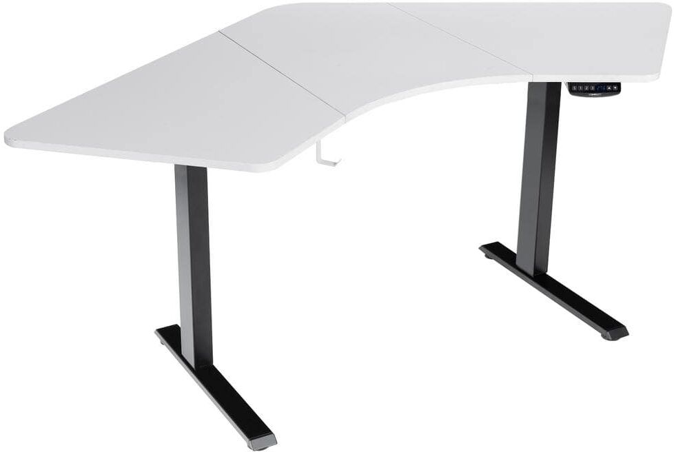 Gymax Dual-Motor 72 in. L Shaped Black and White Standing Desk Ergonomic Sit Stand Computer Workstation