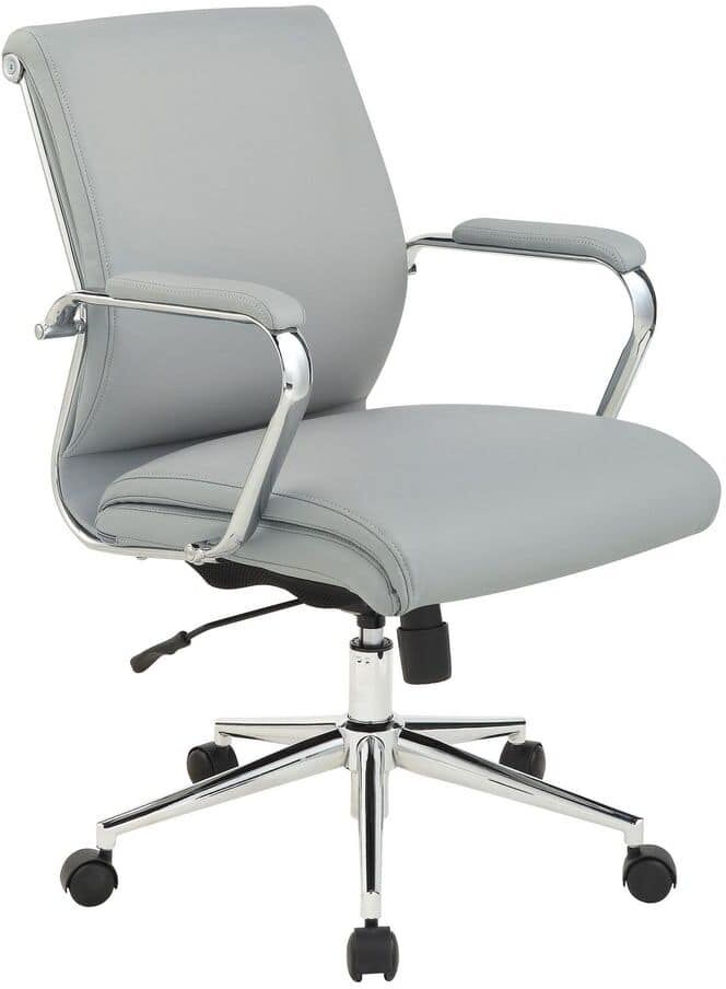 Office Star Products Pro-Line II Antimircrobial Fabric Series Mid Back Executive Manager's Chair In Dillon Steel and A Chrome Base