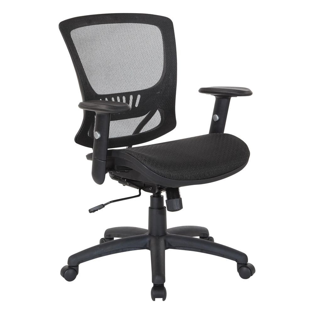 Office Star Products Work Smart Ventilated Seating Series Executive Manager's Mesh Chair In Black with Nylon Base