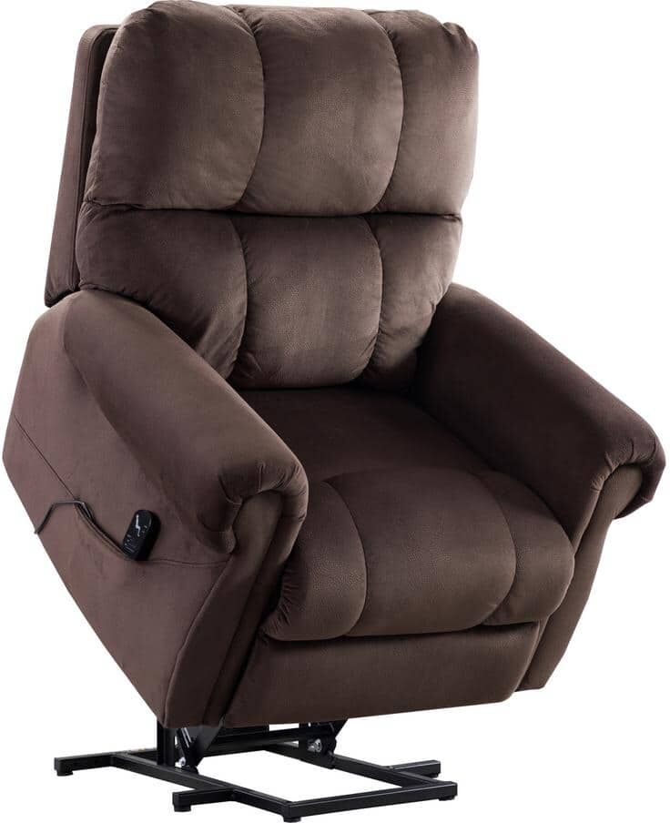 sumyeg Modern 33.4 in. Dark Brown Power Recline and Li ft. Massage Chair Sofa with Heating