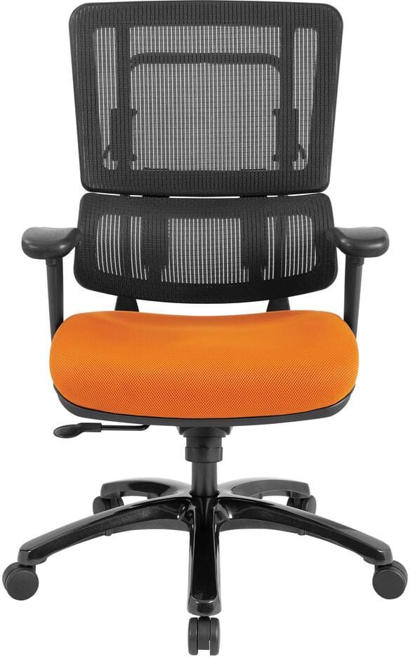 Office Star Products Vertical Black Mesh Back Chair with Shiny Black Base and Orange Mesh Seat