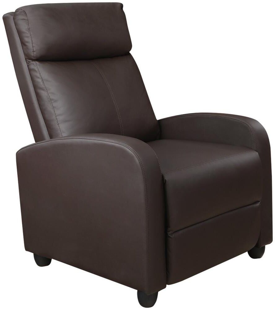 LACOO Brown Single Recliner Chair Padded Seat PU Leather for Living Room, Home Theater Seating