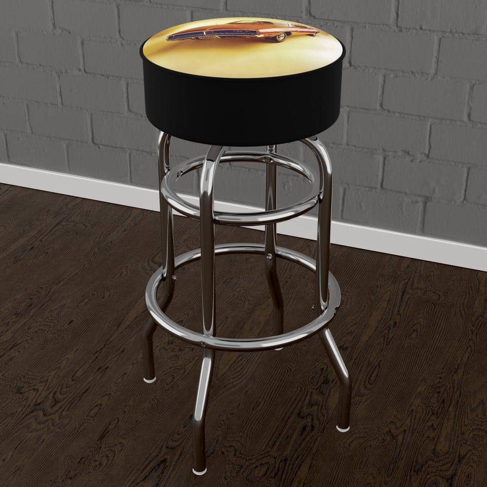 Dodge 69 Charger 31 in. Yellow Backless Metal Bar Stool with Vinyl Seat